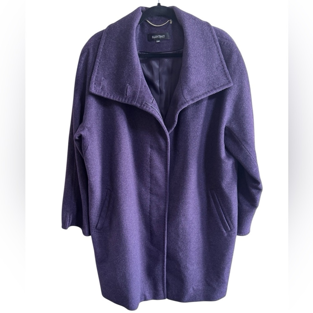 Ellen Tracy Wool Angora Plum Coat 20W - Picture 2 of 10
